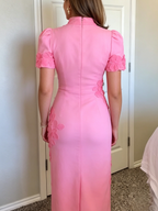 High Neck Puff Sleeve Bodycon Dress