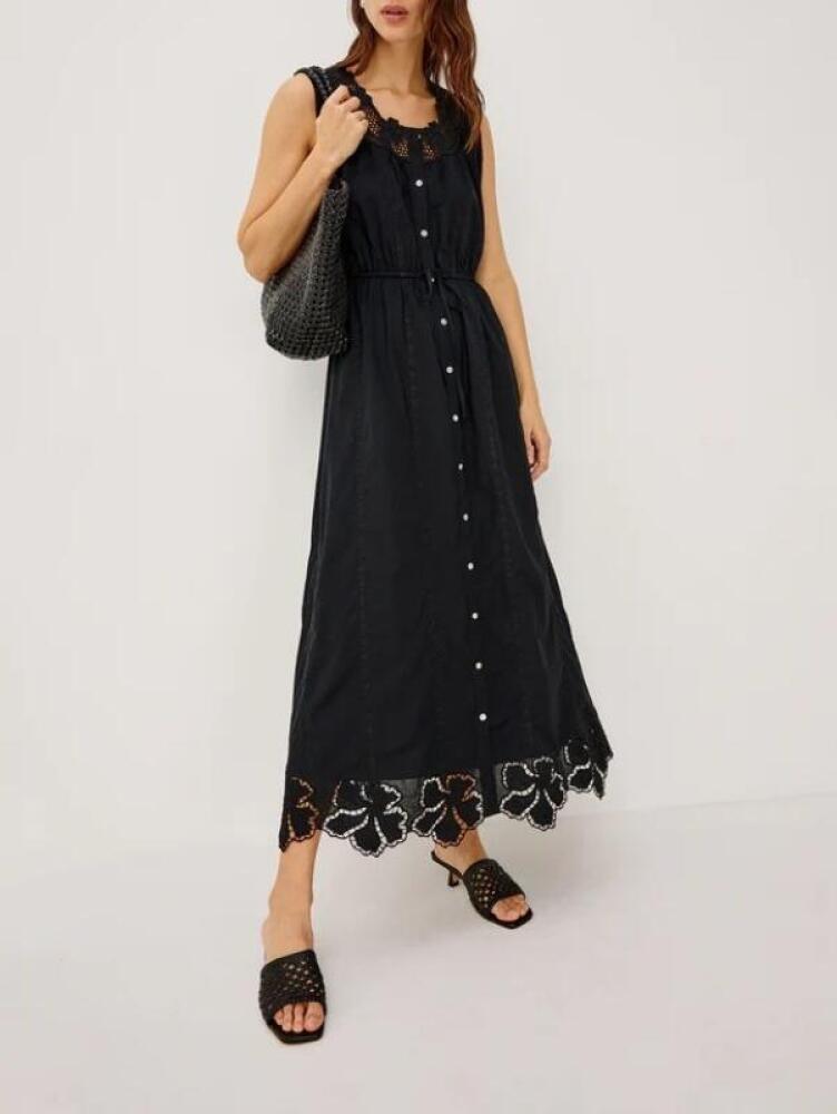 Clover Bloom Embroidered Black Lace Maxi Dress