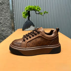 Cognac Embossed Luxury Low-Tops