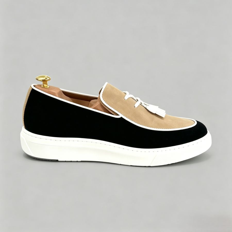Two-Tone Suede Tassel Loafers