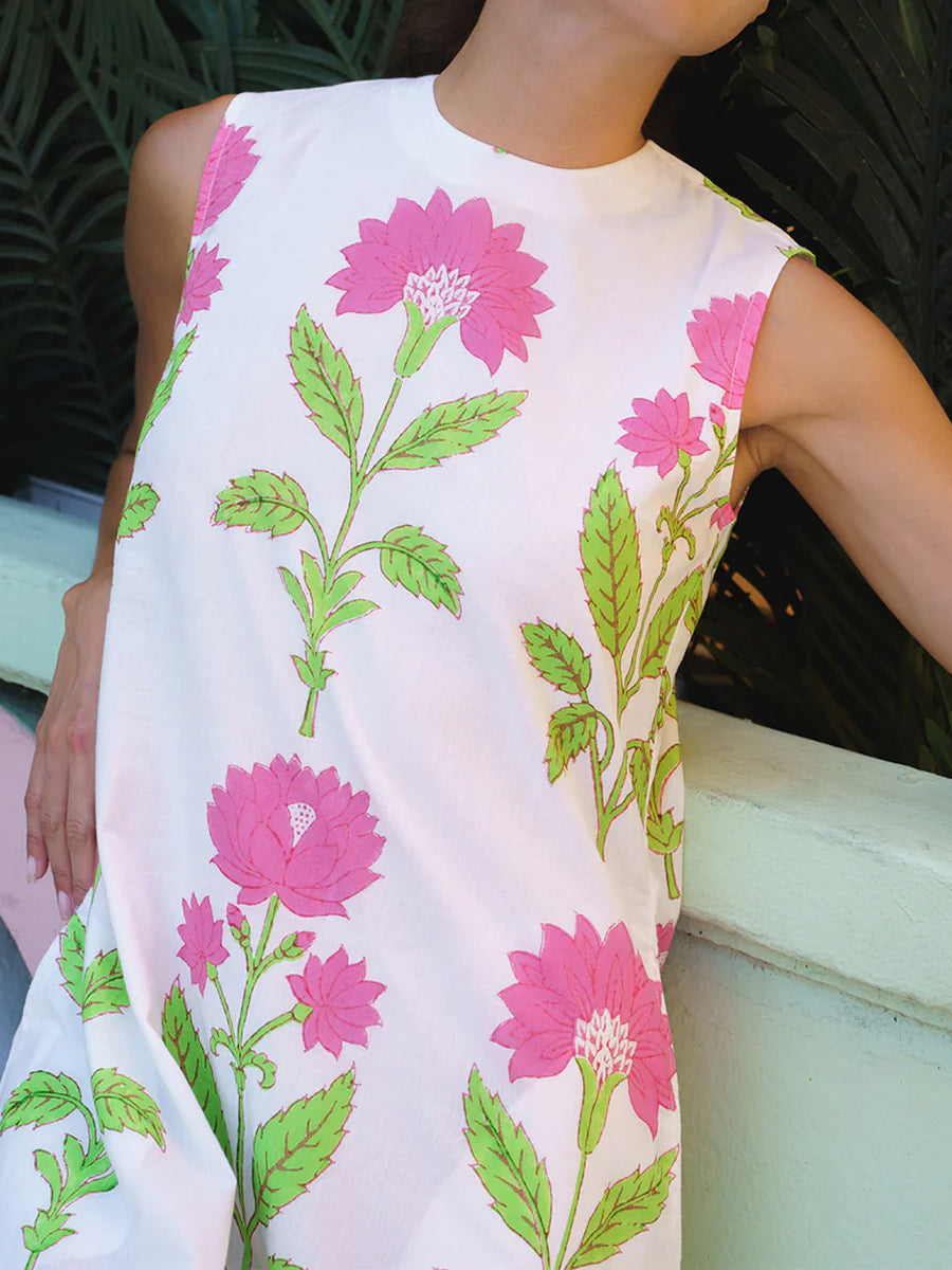 Floral Print Sleeveless Lace-up Maxi Dress