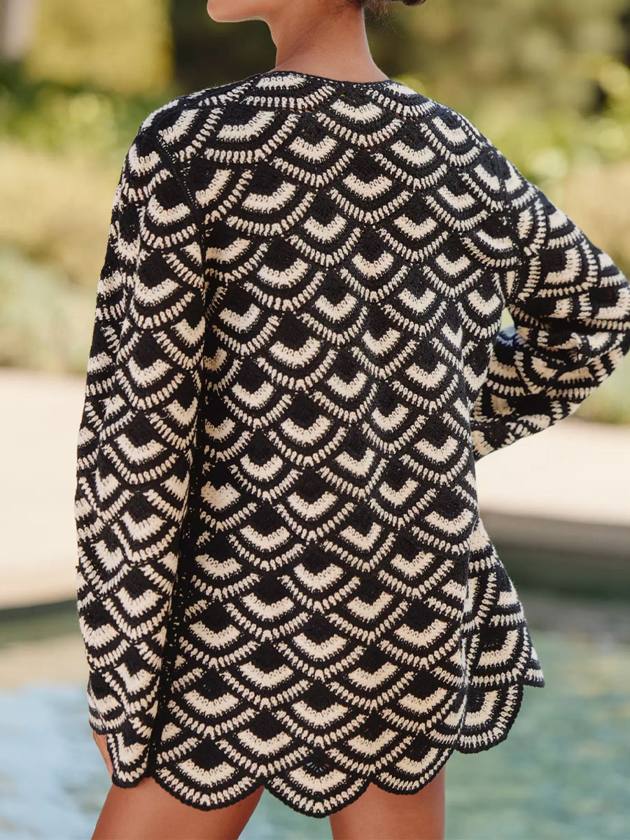 Crochet Long Sleeve Mini Dress