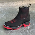 Square Toe Western Embroidered Chelsea Boots