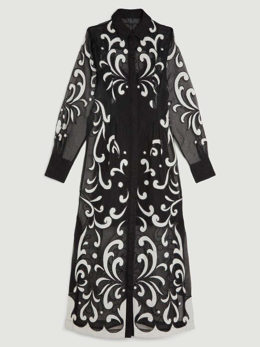 Applique Details See-through Maxi Dress