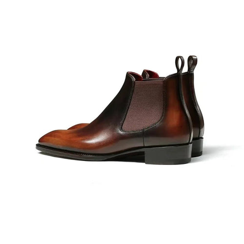2025 Men's Calfskin Square Toe Chelsea Boots