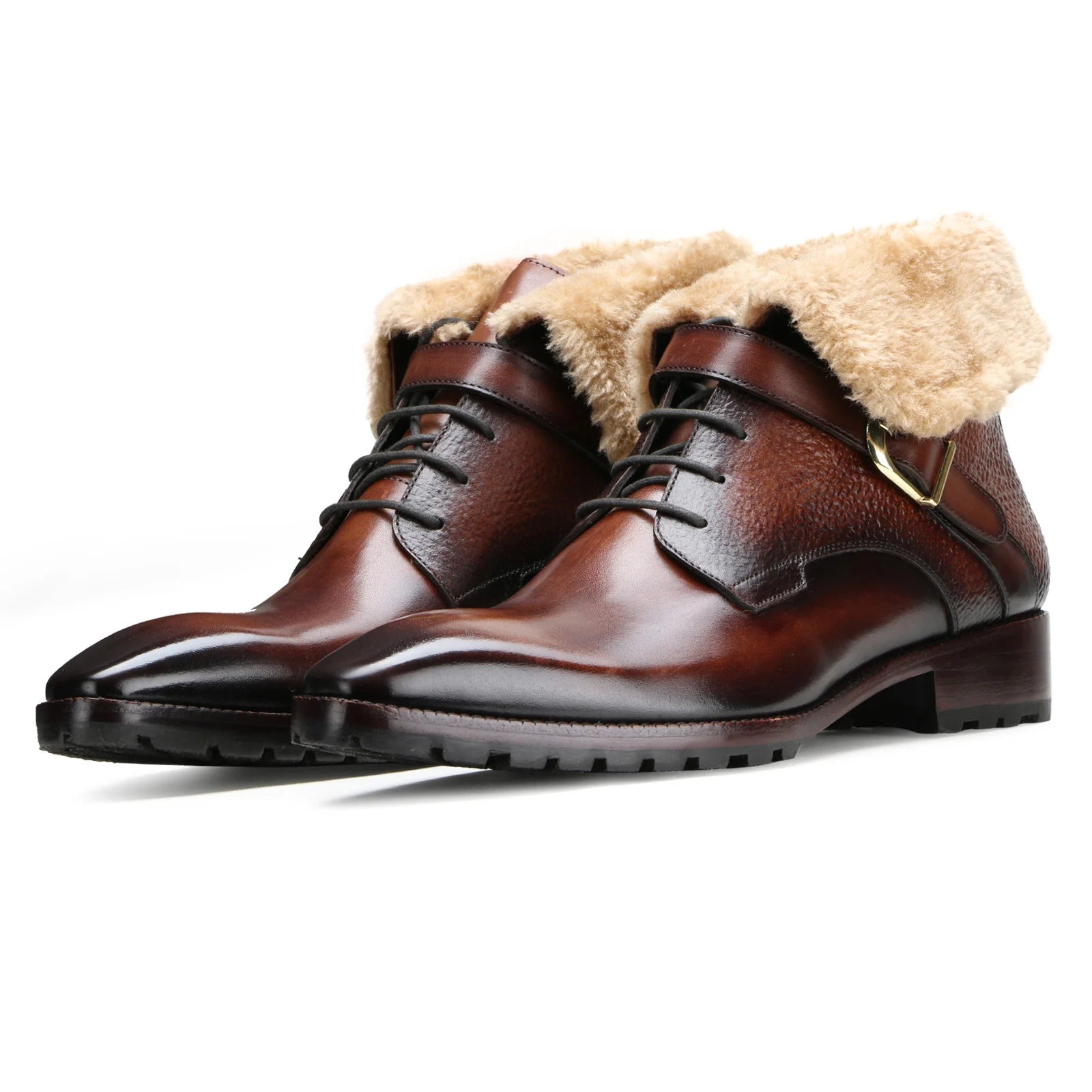 Men's Brown Designer Fur Boots