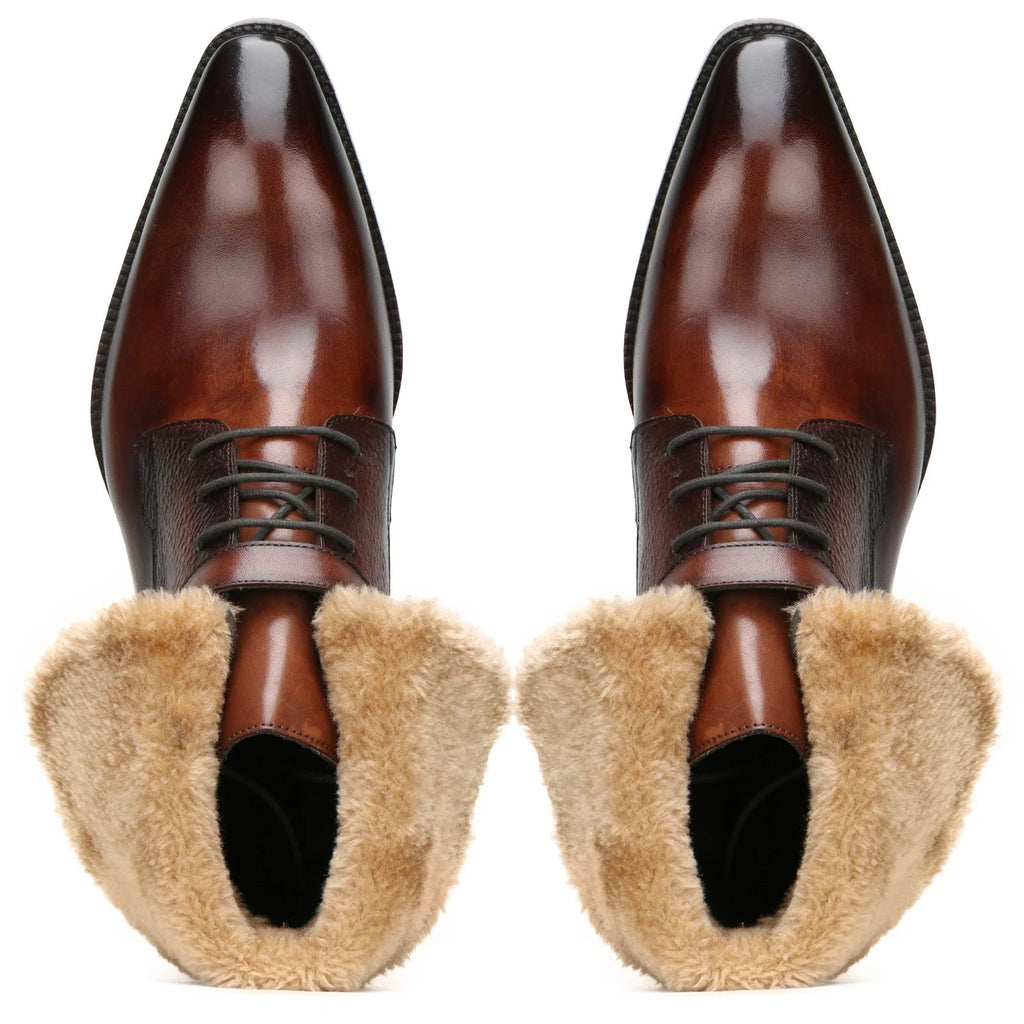 Men's Brown Designer Fur Boots