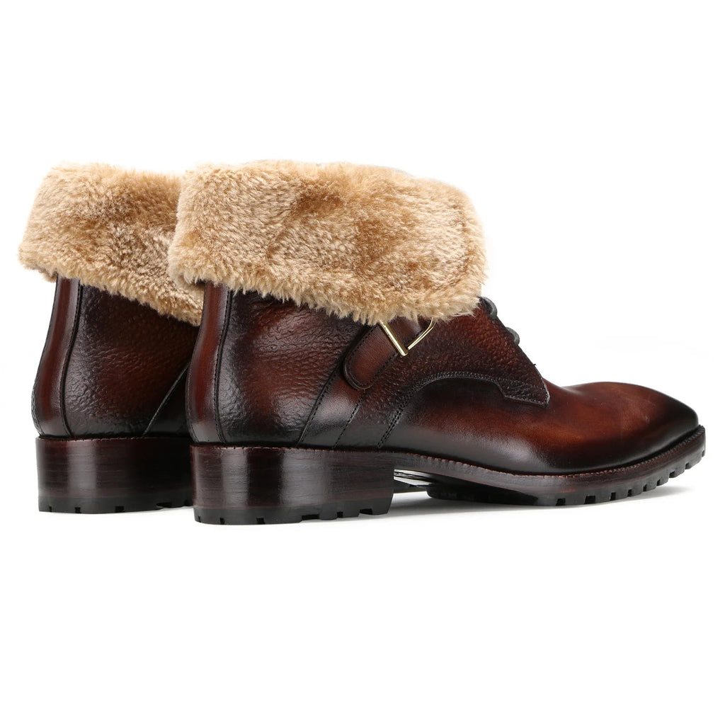 Men's Brown Designer Fur Boots