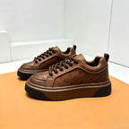 Cognac Embossed Luxury Low-Tops