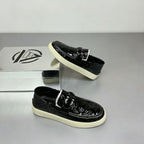 Embossed Patent Leather Metal-Bit Loafers