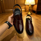 Men's Burgundy Closed-Toe Leather Sandals