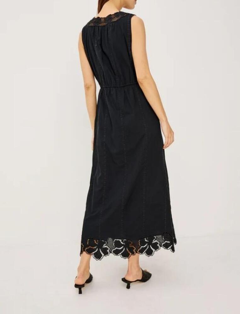 Clover Bloom Embroidered Black Lace Maxi Dress