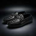 Men's Crocodile Pattern Openwork Casual Loafers