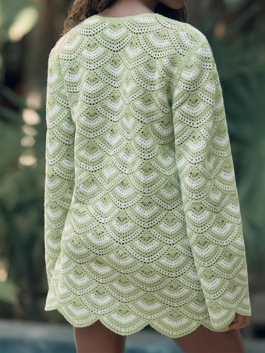 Crochet Long Sleeve Mini Dress