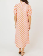 Blush Peach Ornamental Puff Sleeve Maxi Dress