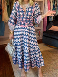 Mediterranean Breeze Tiered Ikat Dress