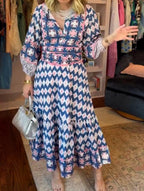 Mediterranean Breeze Tiered Ikat Dress