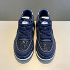 Navy Blue Glitter Casual Sneakers