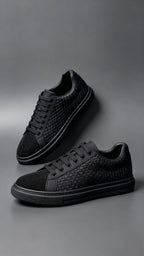 Men's Luxury Woven Leather Sneakers with Sparkle Toe