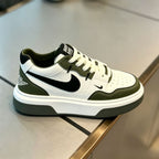 Men’s Bold Olive Green & White Casual Platform Shoes