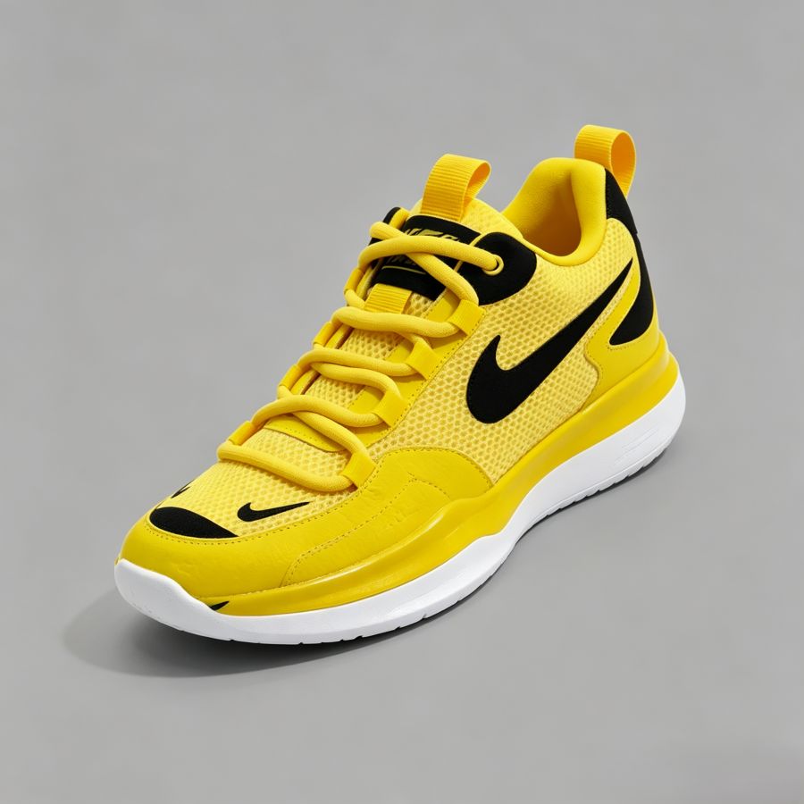 Men’s Yellow & Black Mesh Breathable Running Sneakers