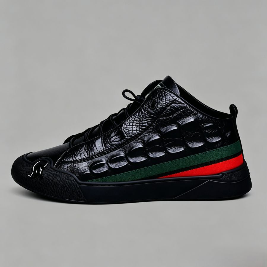 Luxury Inspired Croc Textured Mid-Top Fashion Shoes