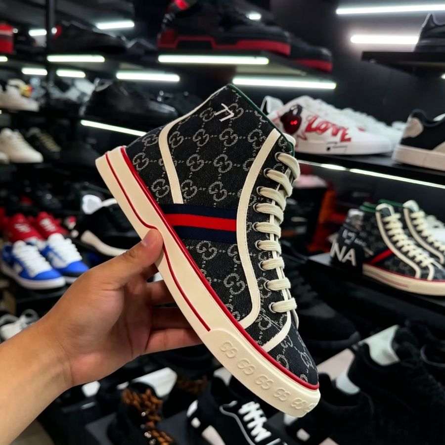 Luxury Inspired Monogram High Top Canvas Casual Shoes