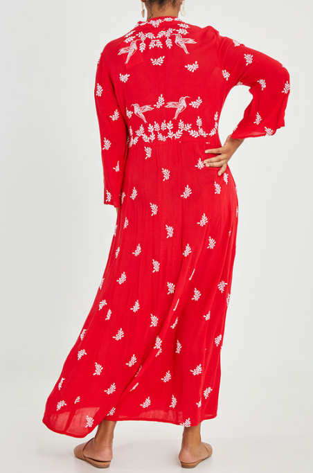 Chic Bird Embroidered Dress