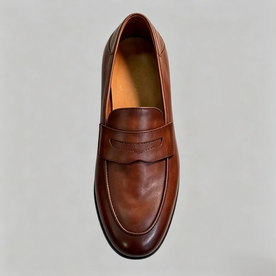Men’s Cognac Leather Penny Loafers - Formal & Casual