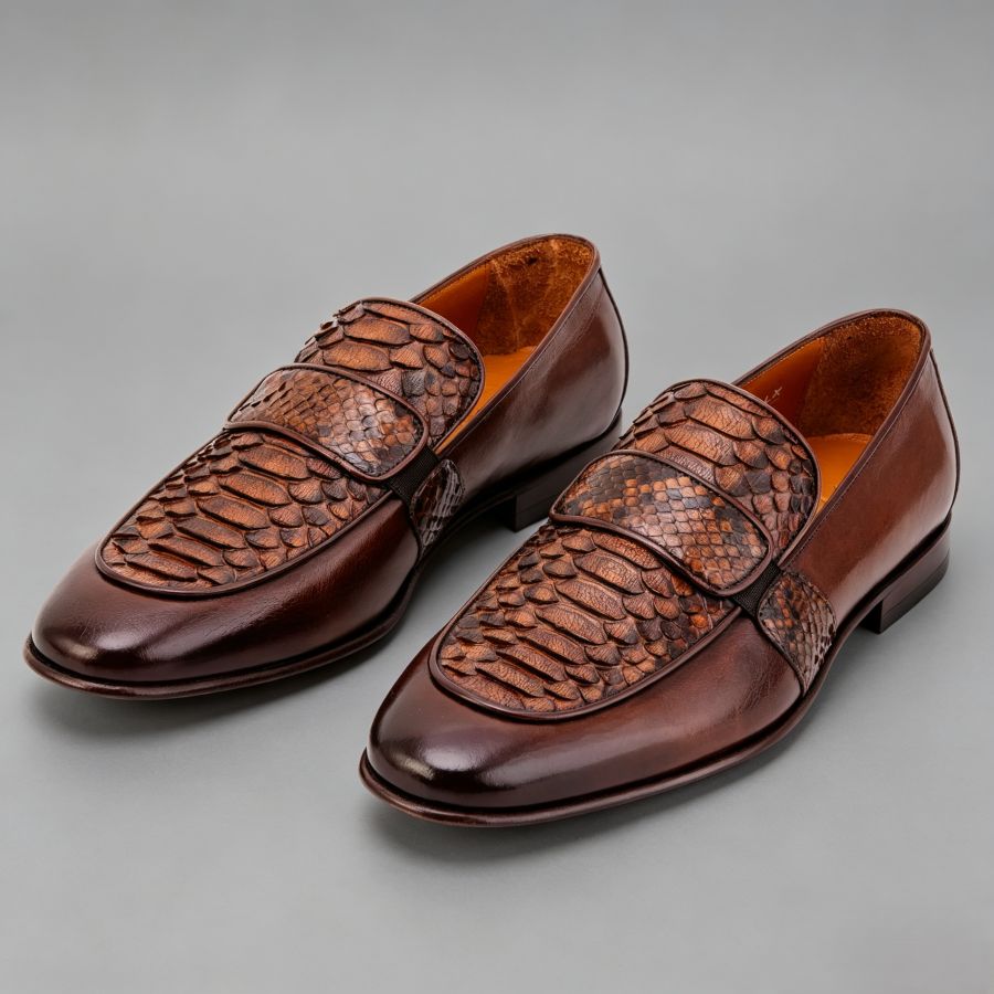 Men’s Python Penny Loafers - Formal & Casual Slip-On Shoes