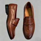 Men’s Cognac Leather Penny Loafers - Formal & Casual