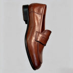 Men’s Cognac Leather Penny Loafers - Formal & Casual