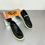 Embossed Patent Leather Metal-Bit Loafers
