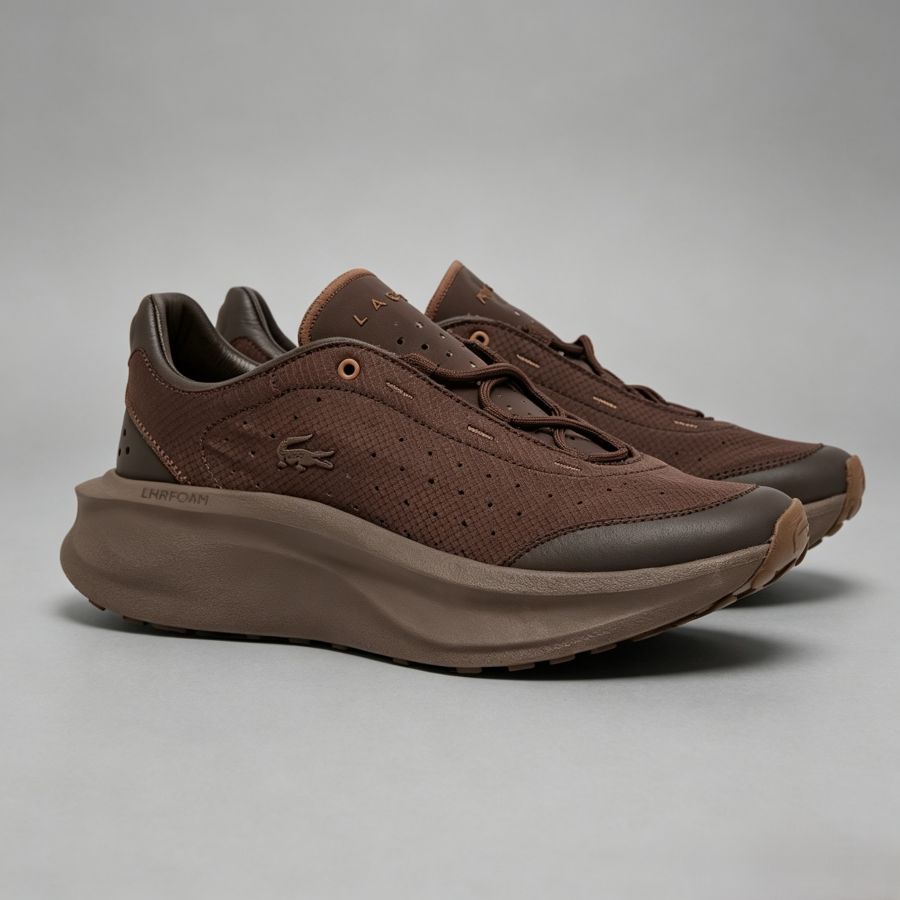 Men’s Brown Perforated Mesh Platform Running Sneakers