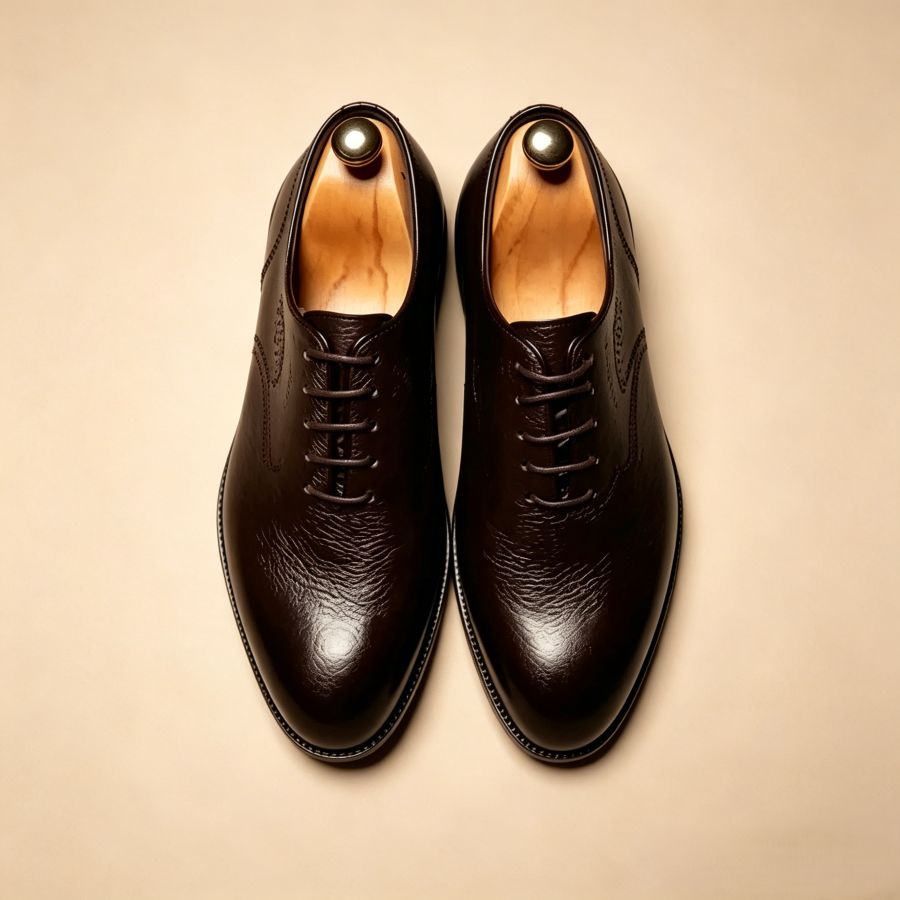 Men's Dark Brown Wholecut Oxford Dress Shoes
