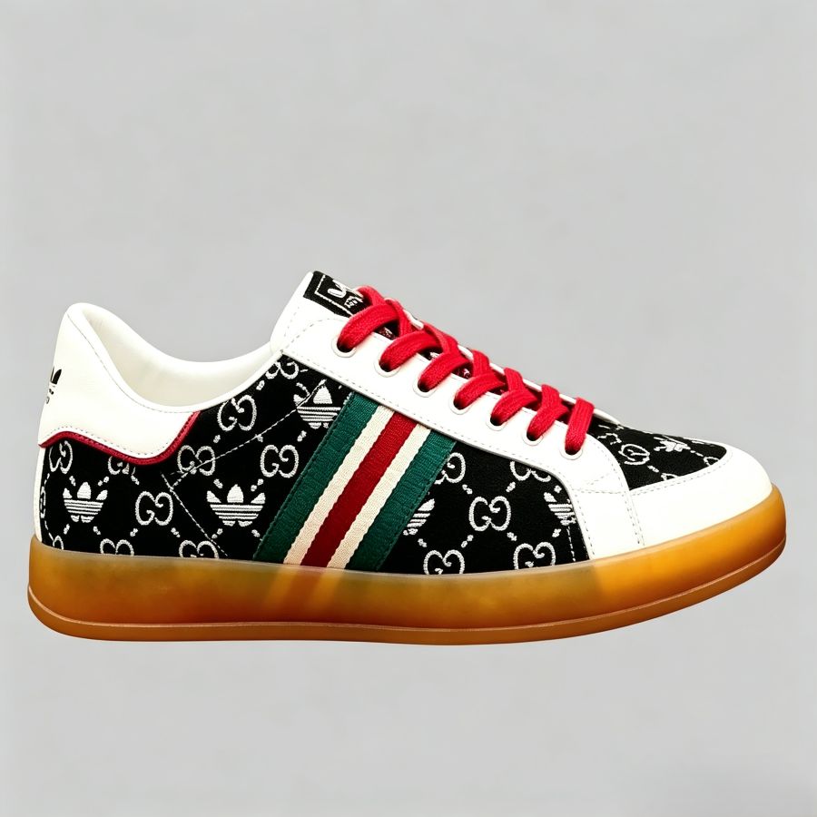 Men’s GG Monogram Print Striped Low Top Sneakers