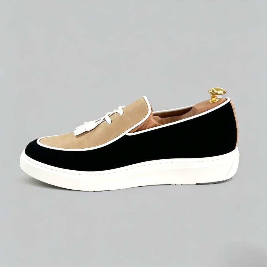 Two-Tone Suede Tassel Loafers