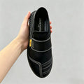 Premium Black Leather Velcro Strap Slip-On Shoes for Men