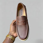 Men's Luxury Woven Leather Penny Loafers