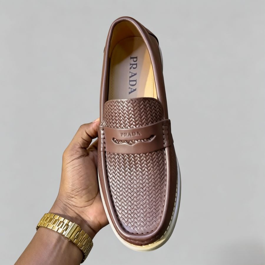 Men's Luxury Woven Leather Penny Loafers