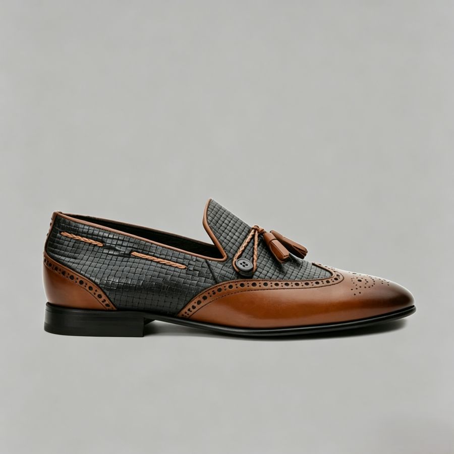 Men's Two-Tone Wingtip Tassel Loafers