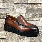 Vintage Patina Leather Casual Loafers