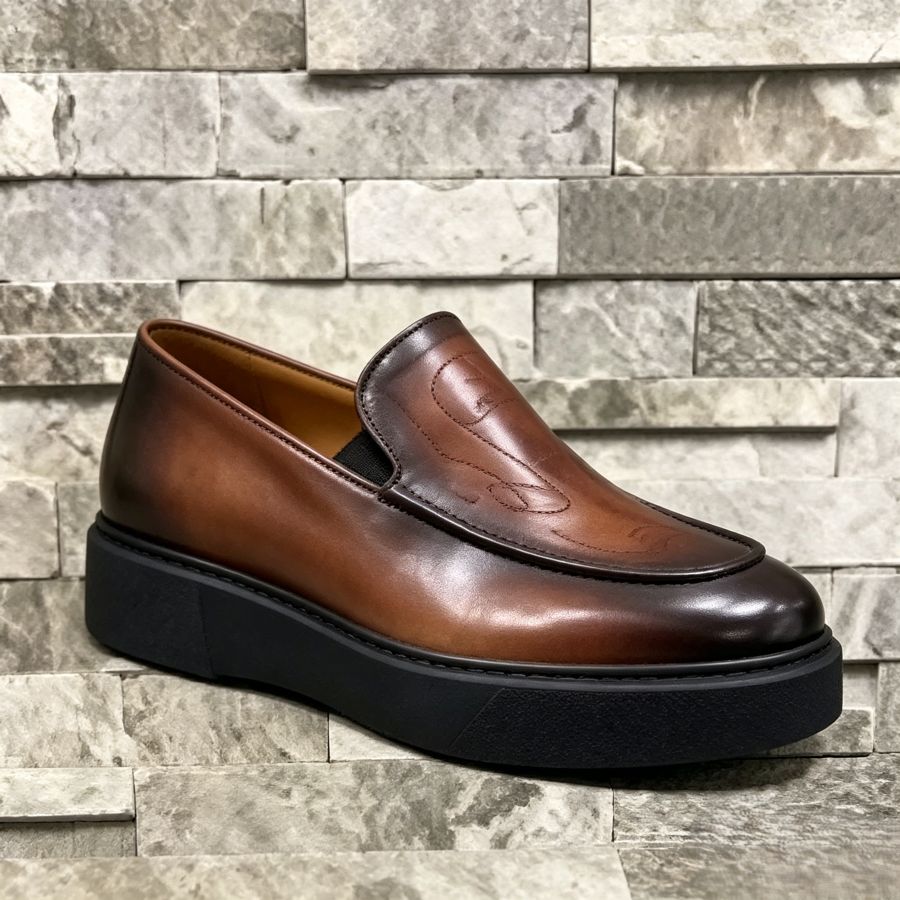 Vintage Patina Leather Casual Loafers