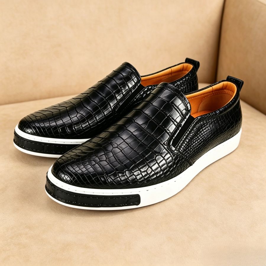 Premium Croc-Embossed Leather Casual Shoes