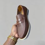 Men's Luxury Woven Leather Penny Loafers