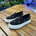 Luxury Rhinestone Monogram Slip-On Platform Sneakers