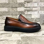 Vintage Patina Leather Casual Loafers