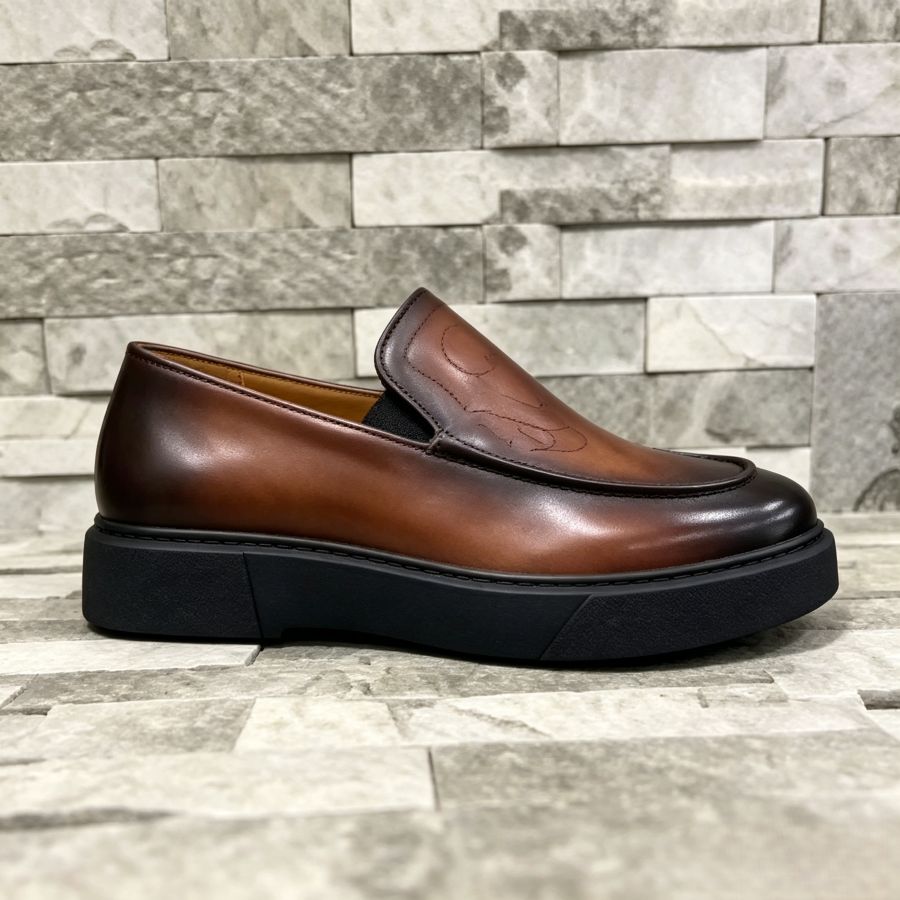 Vintage Patina Leather Casual Loafers
