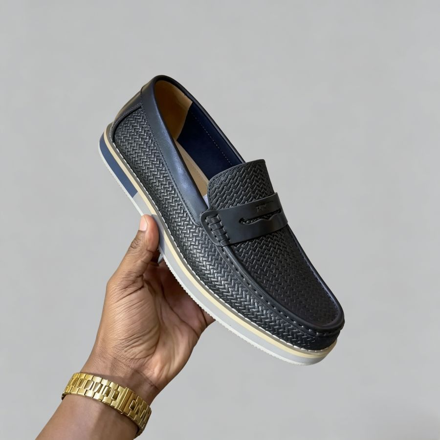 Men's Luxury Woven Leather Penny Loafers
