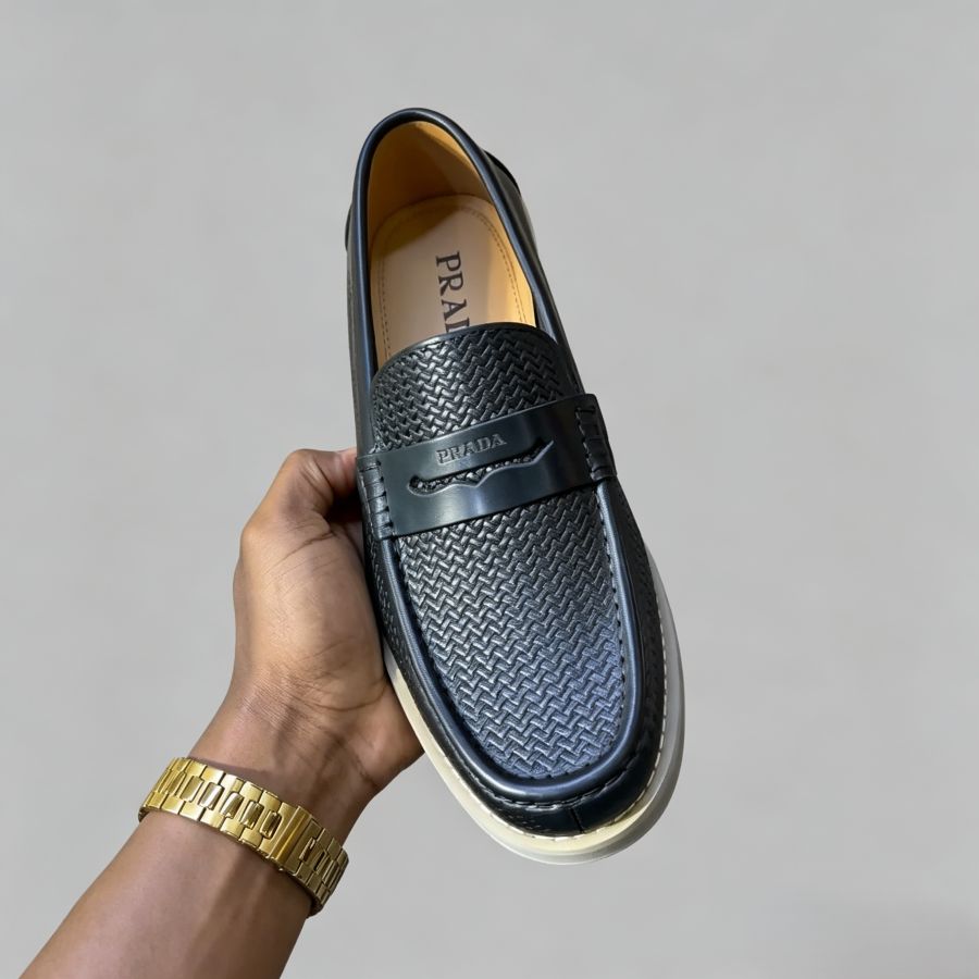 Men's Luxury Woven Leather Penny Loafers